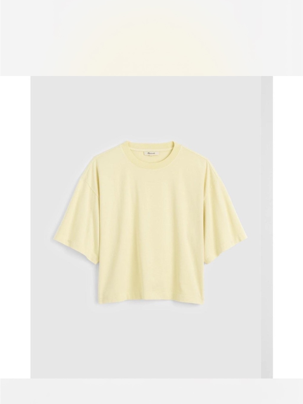 Madewell Boxy Crop Pale Yellow Tee NZ387 Brand New